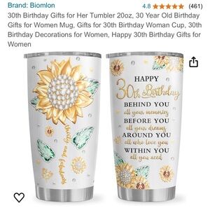 30th birthday tumbler NWOT